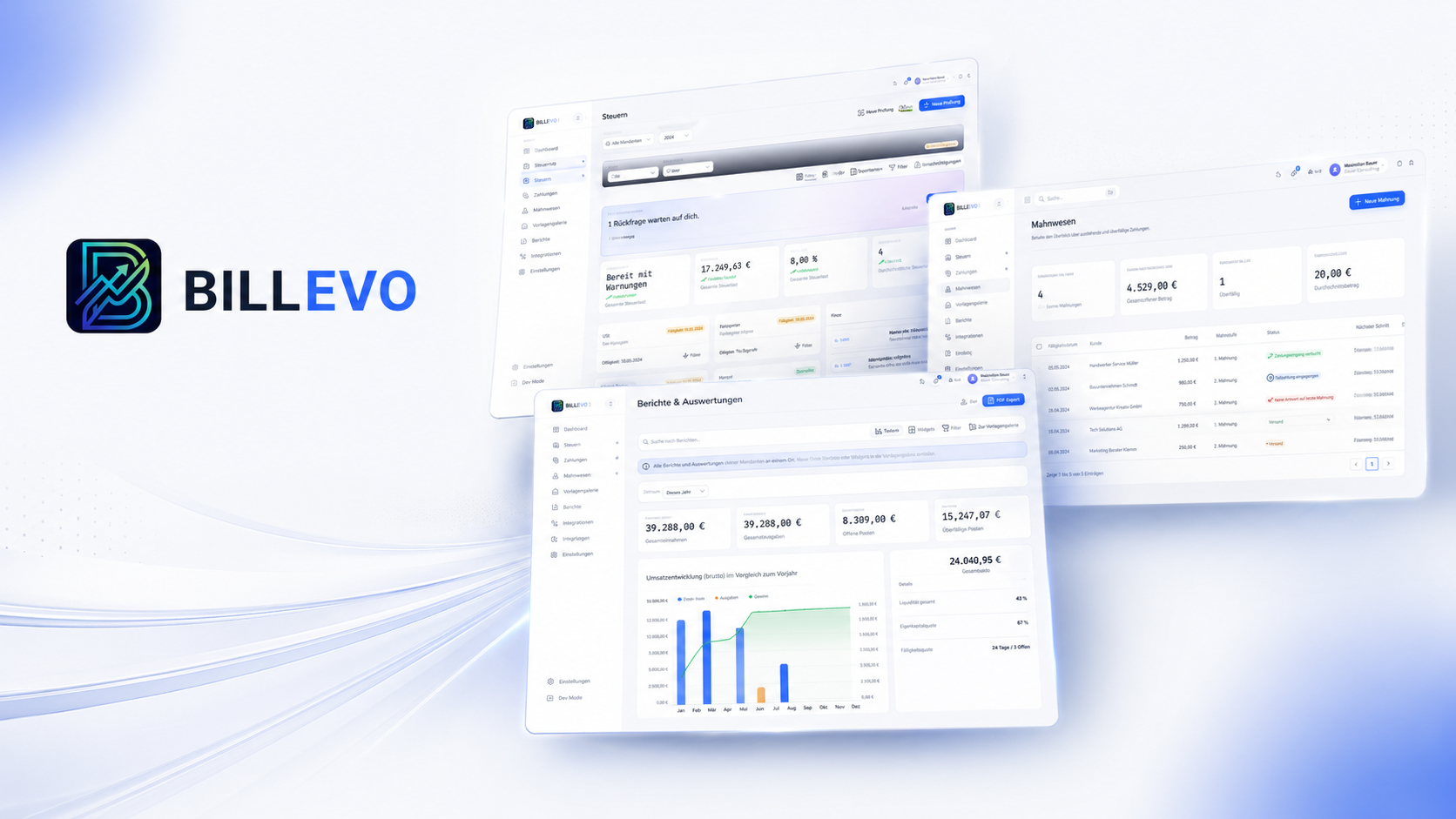 BILLEVO Desktop-App: Übersicht und Reports